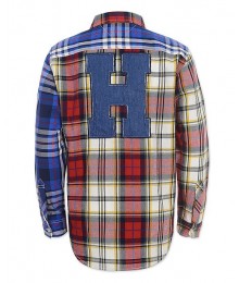 Tommy Hilfiger Blue/Red Multi Plaid Shirt With "H" Back Sign 
